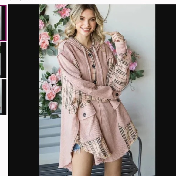 Oli and Hali “ Christy “ Oli & Hali PLAID MIXED TUNIC HOODIE TOP SR32 - Picture 1 of 3